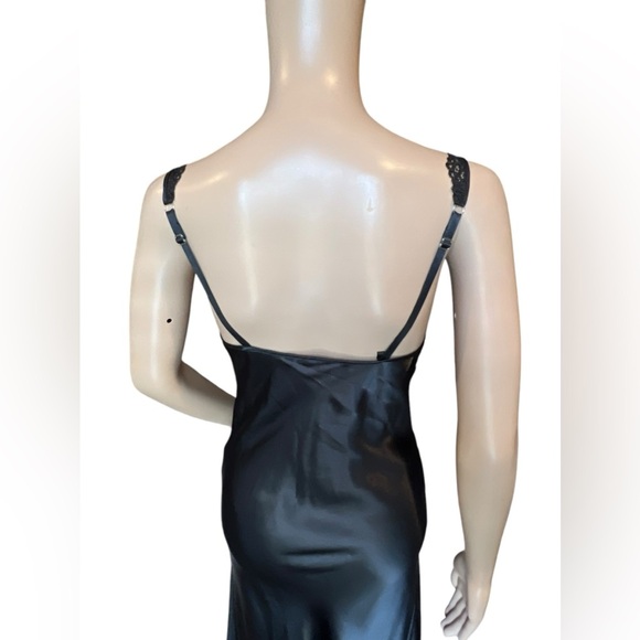Vintage 80s Victorias secret GOLD LABEL black mesh Side Slit nightgown Size P - Picture 6 of 15